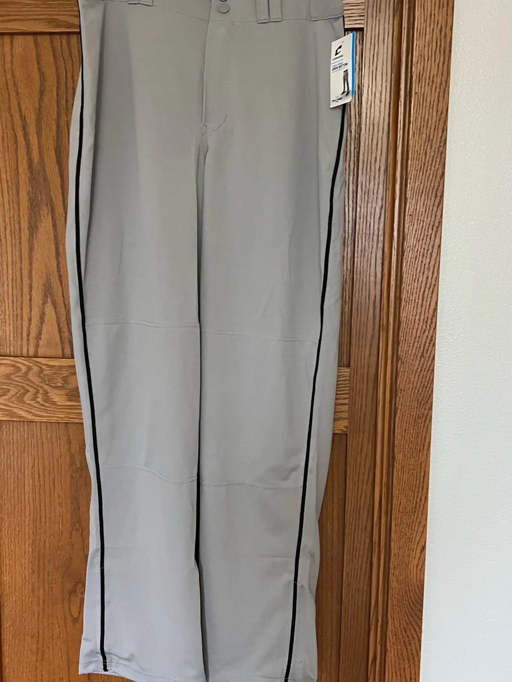 Champro Mens Baseball Pants White with Black Side Stripe - Athletic Fit
